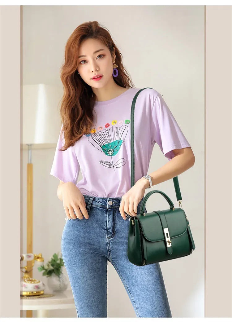 Women's square vertical messenger bag in soft PU leather with single shoulder strap