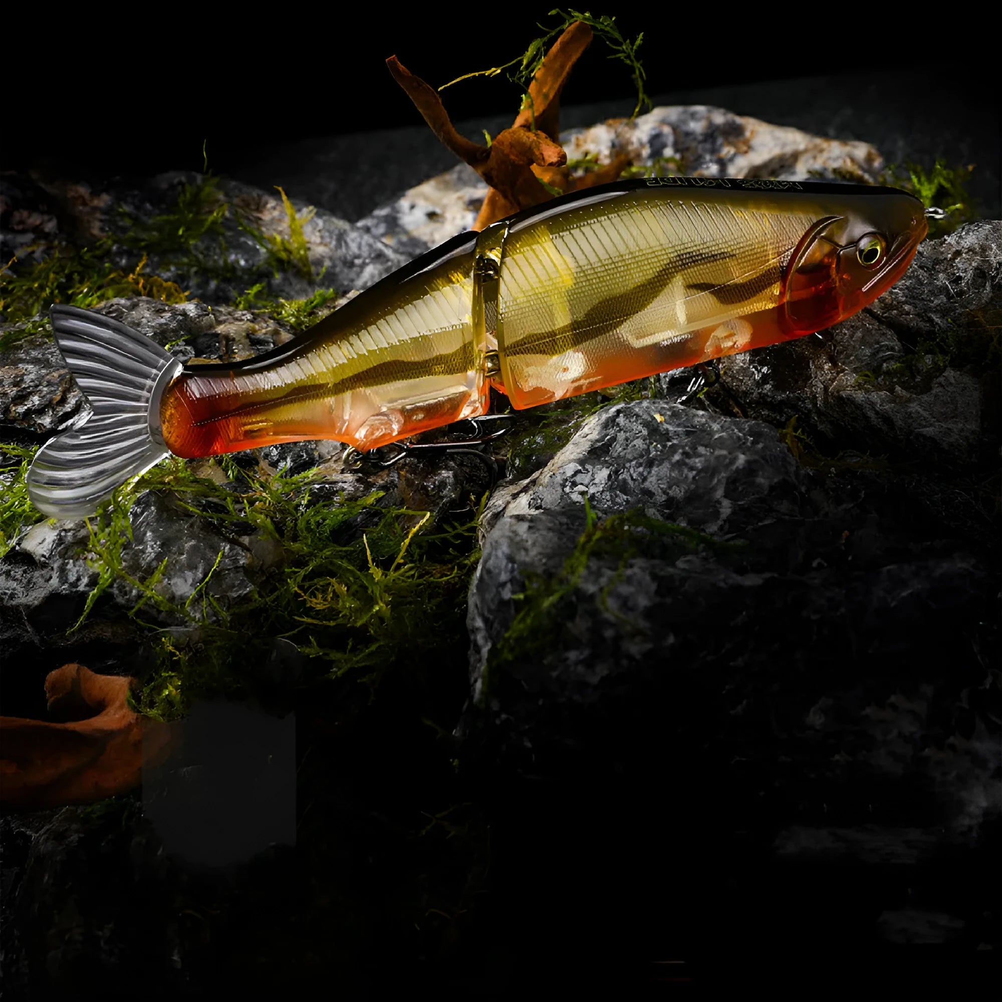 185mm long soft plastic fishing lure for bass, shown in one of 15 available colour options.