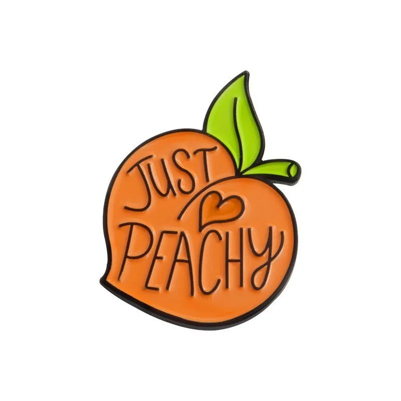 Colourful cartoon fruit and letter design metal brooch on zinc alloy pin