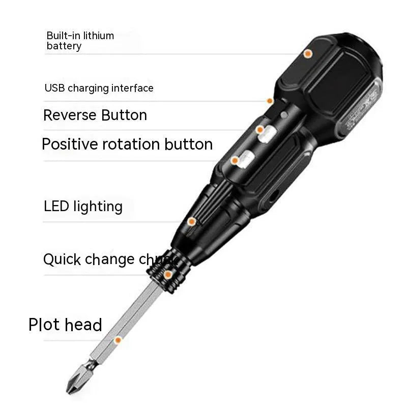 Alloy steel straight handle electric screwdriver with 36V lithium battery in black or blue colour.