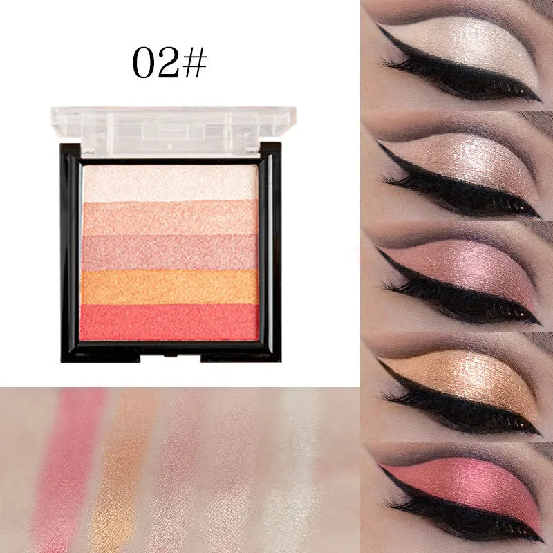 Highlighting eye shadow palette for natural three-dimensional contouring with six colour variations