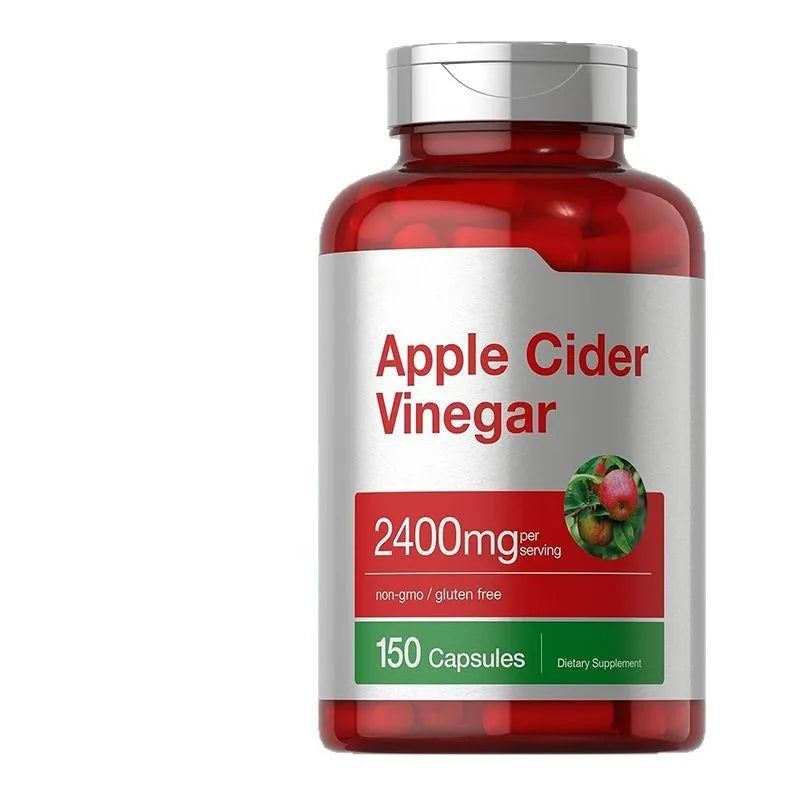 Bottle of 150 apple vinegar capsules for dietary supplement use