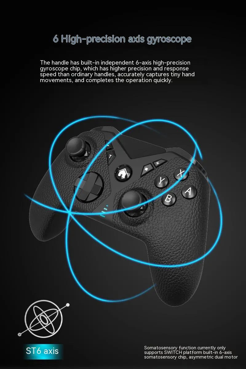 Black wireless game controller with leather pattern texture for Nintendo Switch and mobile phones.