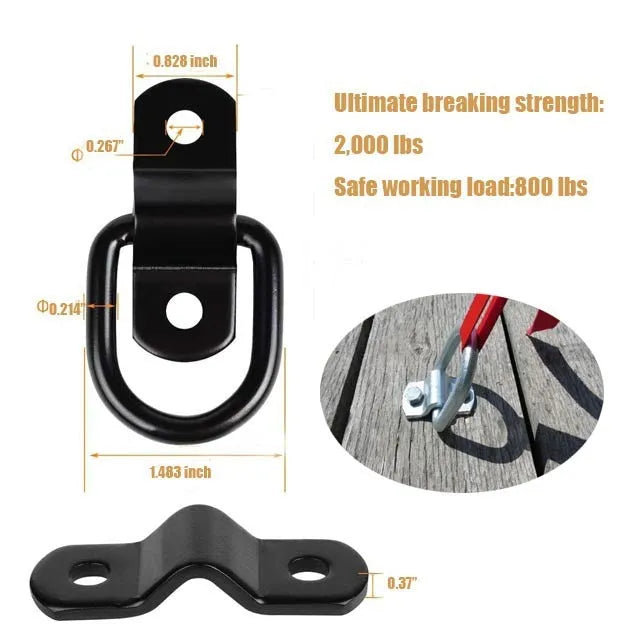 Galvanised carbon steel floor hook with pull ring for truck bed cargo securing