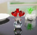K9 crystal glass artificial rose decoration in geometric Chinese style, showing colour options.