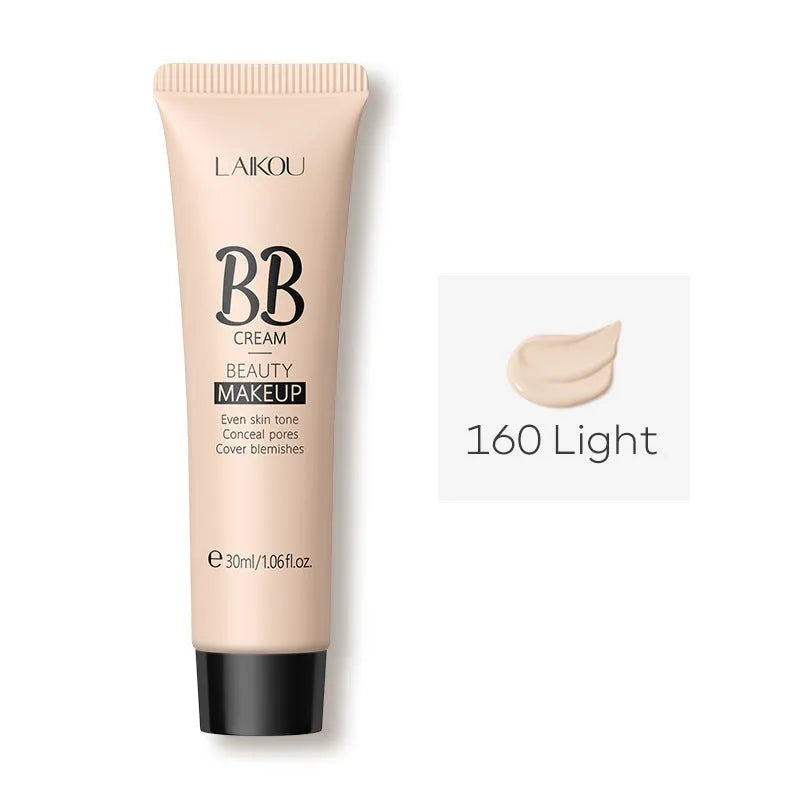 Natural Makeup BB Cream 30ml tube showing nine colour shades including ivory, medium skin, wheat, chocolate, and brown tones