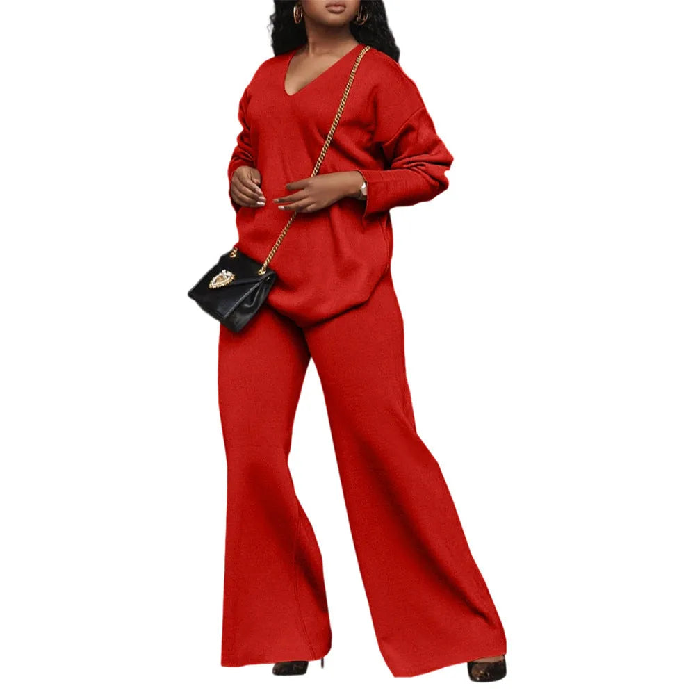 Women's brown thickened suede two-piece suit with long sleeves and trousers, Japanese-Korean casual style
