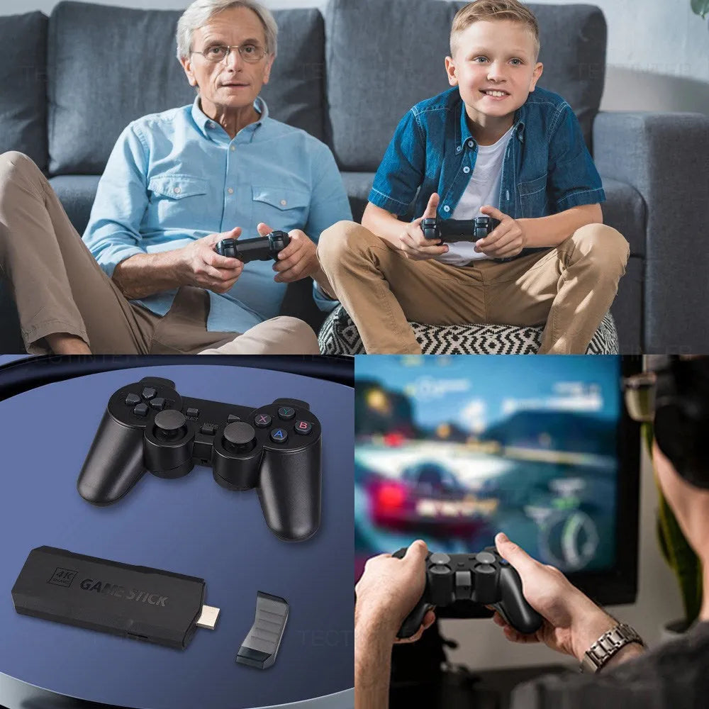 GD20 wireless 4K game console with controller on television stand