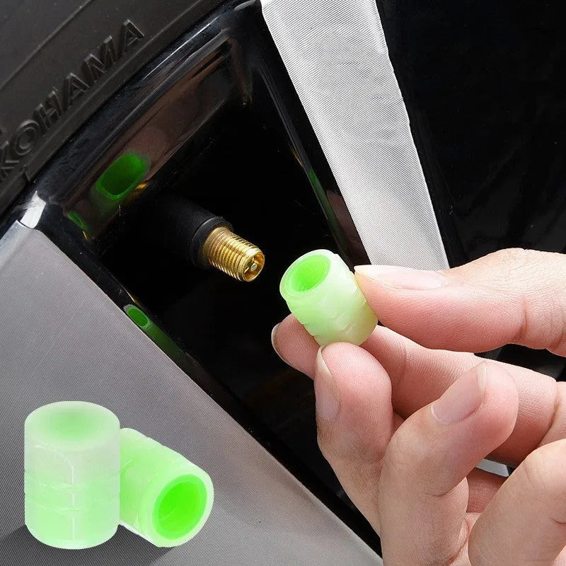 Luminous rubber car valve caps with glow-in-dark feature for tyre identification