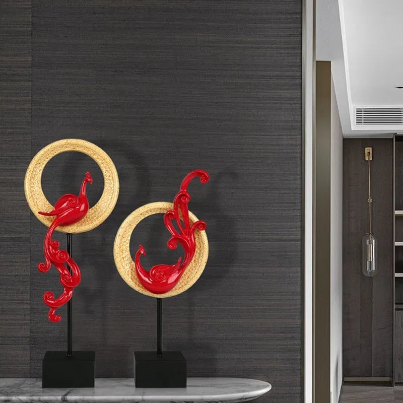 Synthetic resin Phoenix ornament in European style decorative design