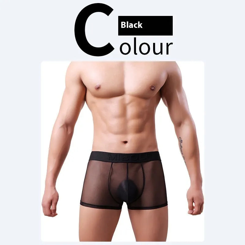 Men's thin invisible breathable boxer shorts in six colours with quick-drying polyester fabric