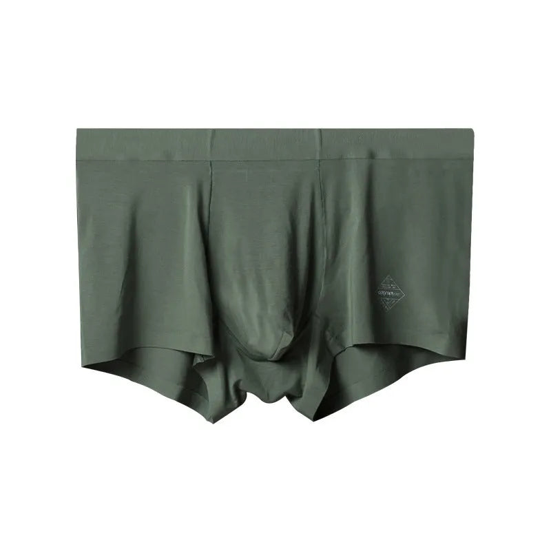 Seamless modal men's underwear in green, pink, and white colours with mid-waist design