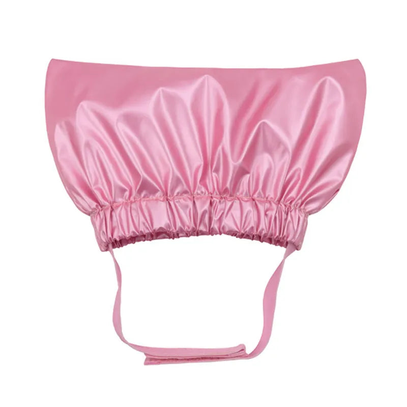 Pet shower cap for cats and dogs in gold, pink or silver with adjustable ear protection