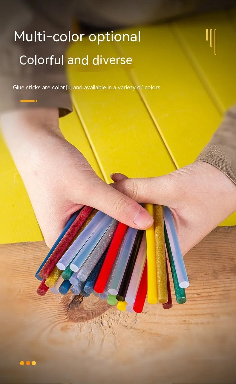55 transparent hot melt glue sticks in packaging with 7mm diameter for glue guns