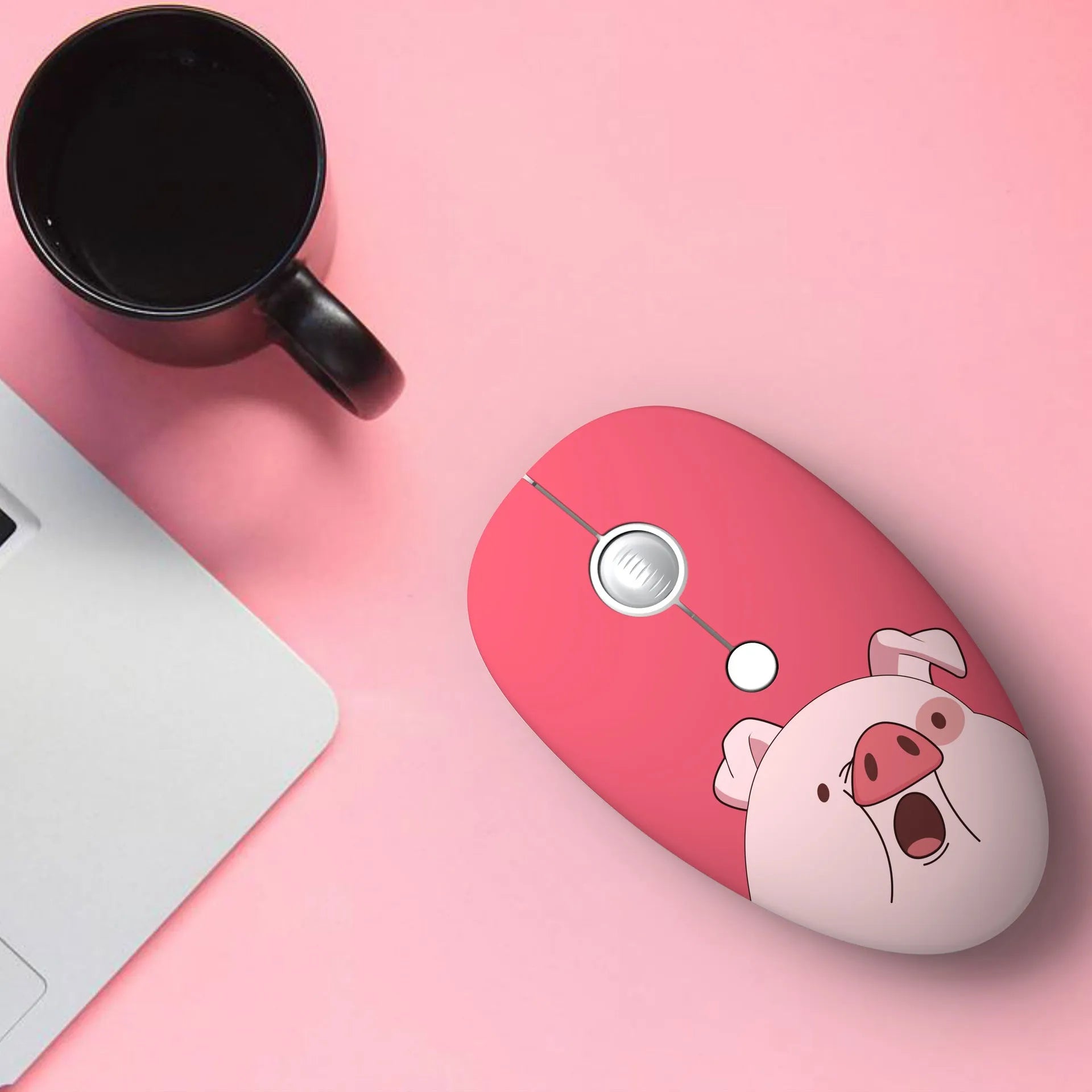 Cartoon animal wireless mouse for laptops in yellow tiger design with USB receiver