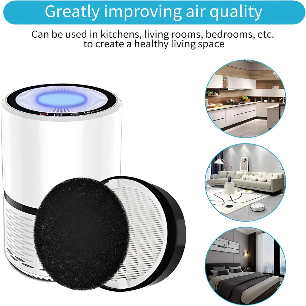 Levoit LV-H132 air purifier replacement filter and washable pre-filter cotton, shown with dimensions.