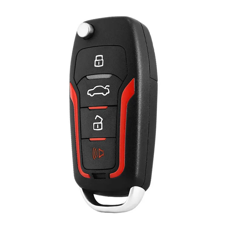 Red and black one-way remote car alarm system with two remote controls for vehicle security