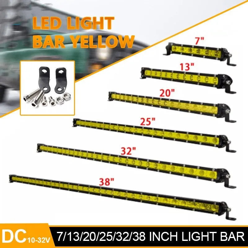 25 inch single row LED light bar for cars with aluminium housing and mounting brackets