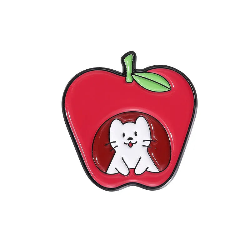 Colourful cartoon fruit and letter design metal brooch on zinc alloy pin