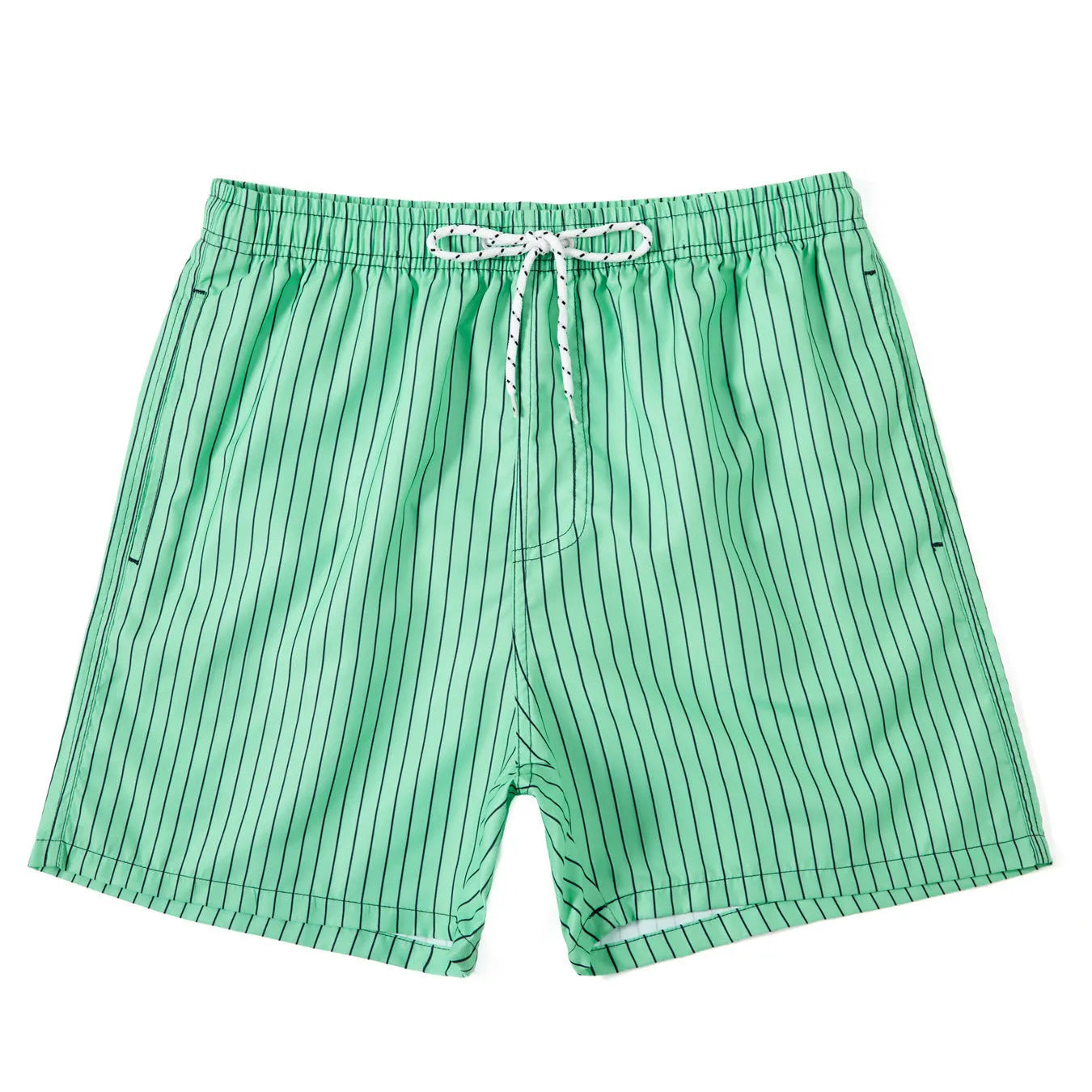 Men's striped beach shorts with straight legs and triangle lining in polyester fibre blend fabric