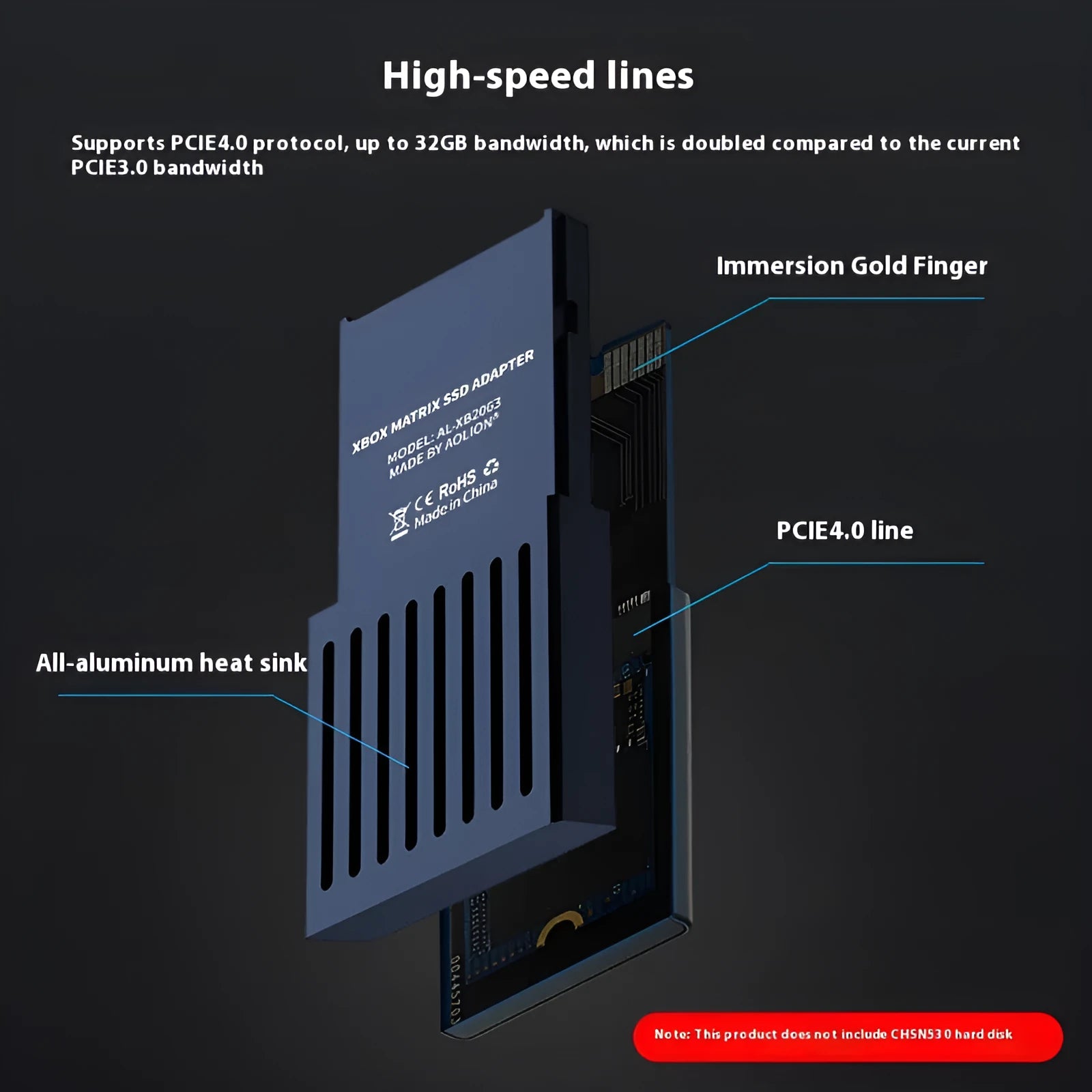 Aluminium alloy Xbox Series X and S hard disk switching box for CFexpress to M.2 SSD conversion