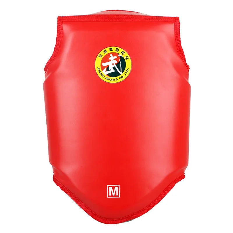 One-piece boxing chest protector in red blue or black PU material for S M L sizes