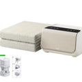Aideng white plush electric water blanket with smart control host, shown on a bed.