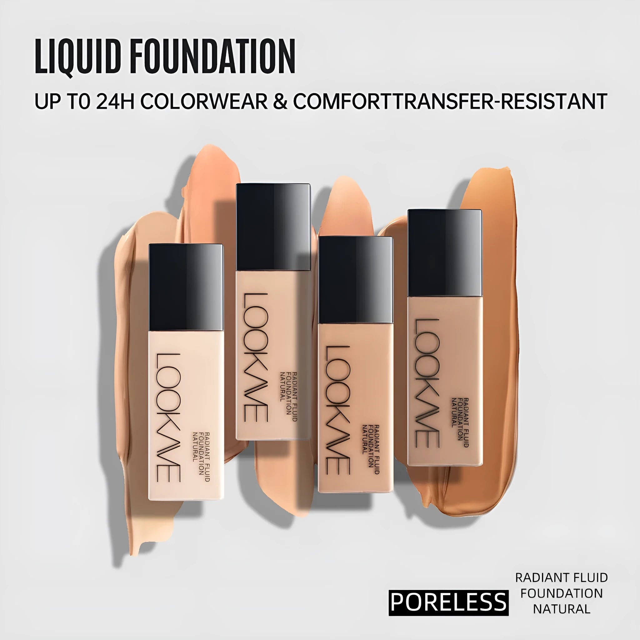 LOOKAVE matte liquid foundation bottle with 21ml content in Ivory White shade