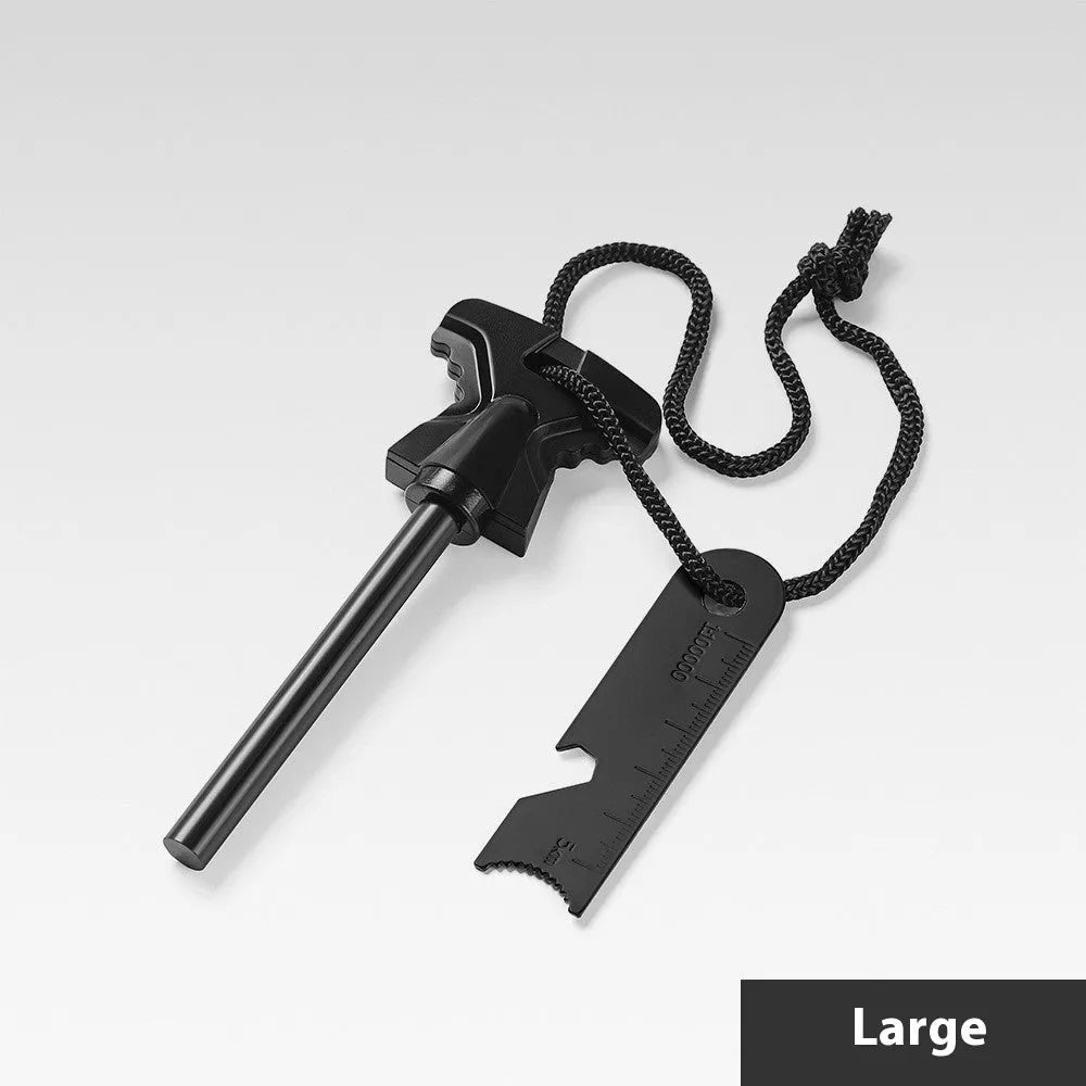 Butterfly-shaped stainless steel Firestone survival tool with bottle opener, measuring 117mm by 43mm.