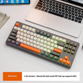 Wireless Bluetooth dual-mode mechanical keyboard with 87 keys in blueberry colour showing hot-swappable switches