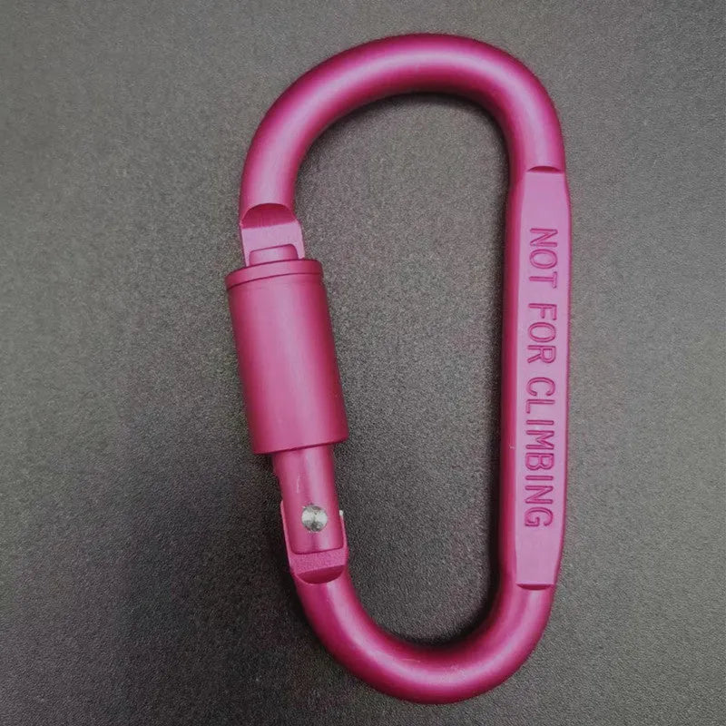 D-type aluminium climbing carabiner with twist-lock gate in multiple colour options showing 8cm flat profile