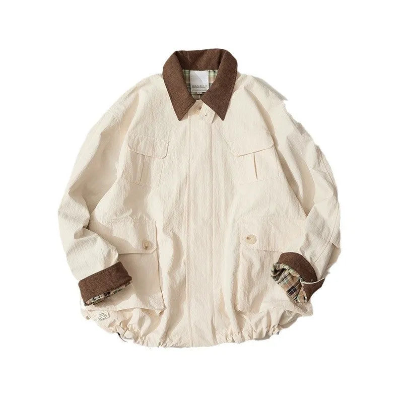 Unisex solid colour polyester jacket with side seam pockets in green or apricot