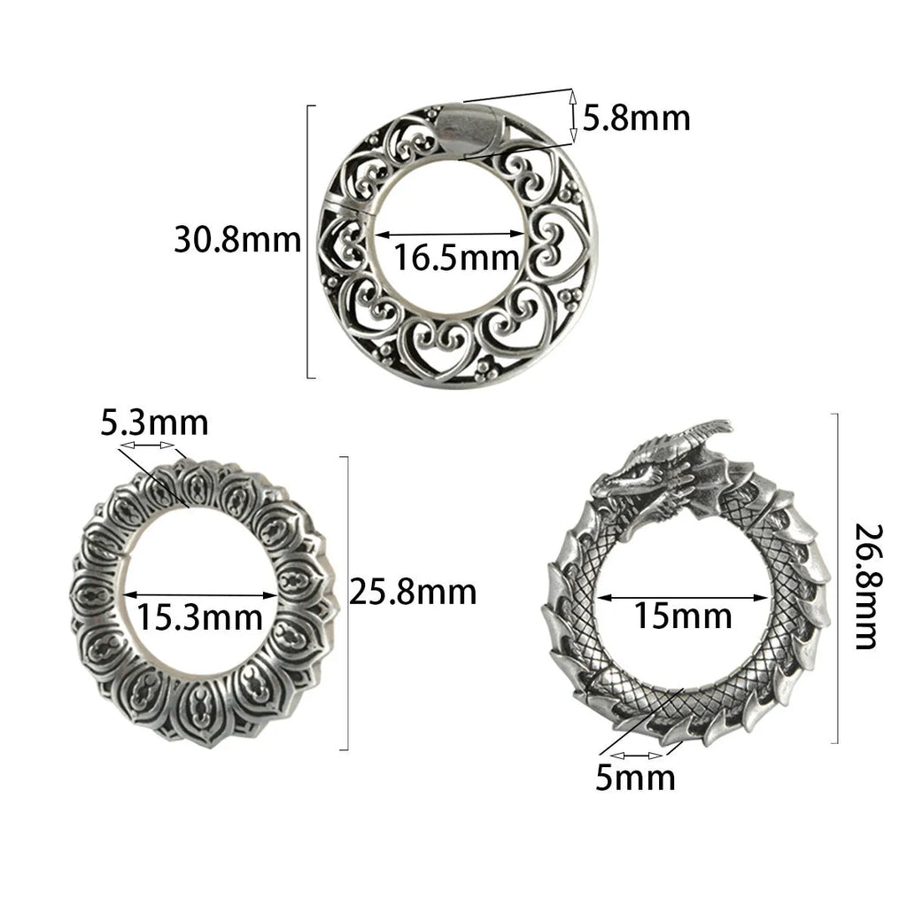 Pair of dragon motif alloy earrings with geometric hollow out design in antique silver colour