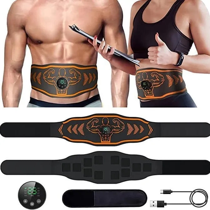 EMS smart massage belt fitness equipment with control unit and stimulation pads
