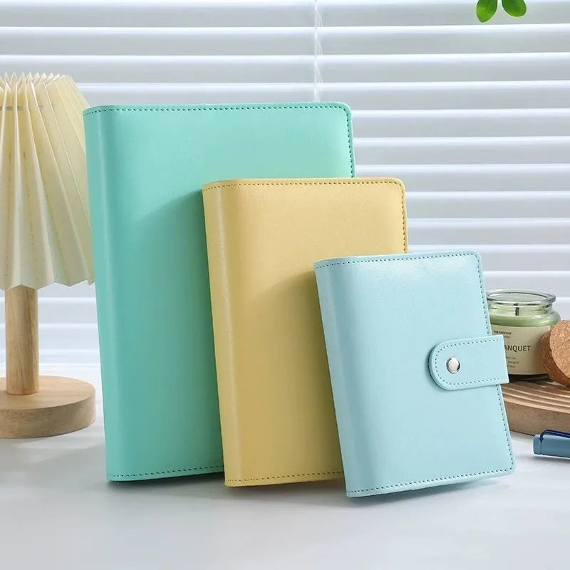 A5 PU leather zipper binder shell for loose-leaf paper in a solid colour.