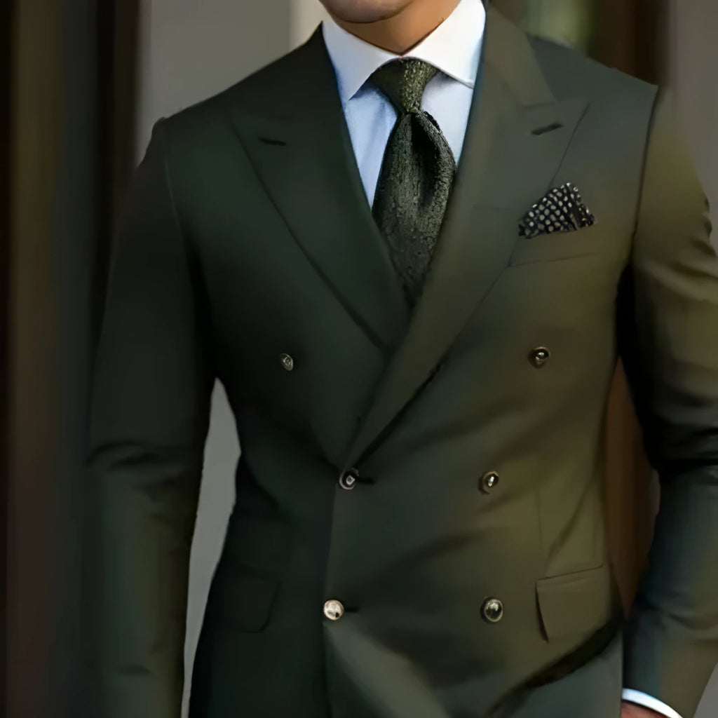 Men's regular fit business suit in navy blue with two-piece construction