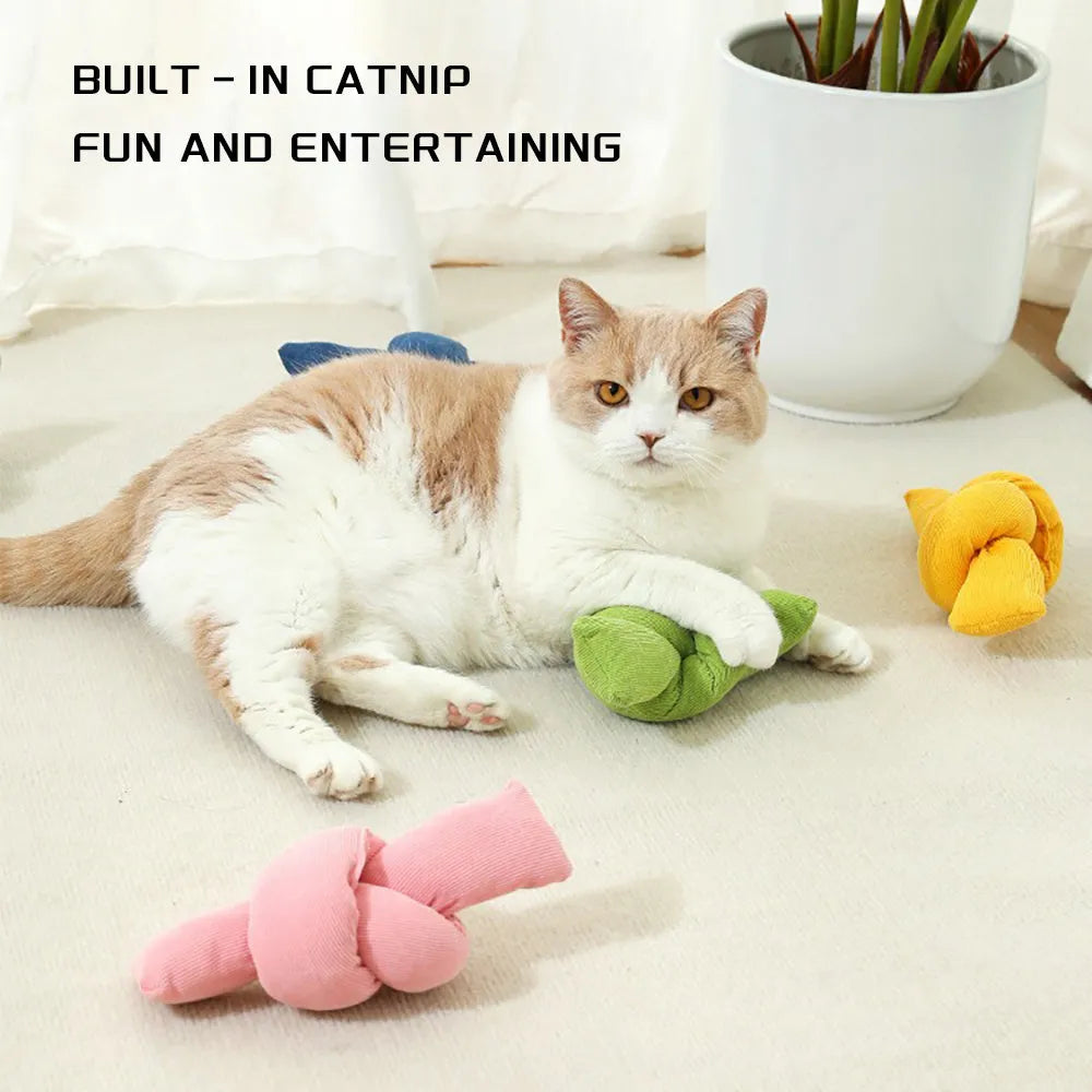 White cotton knotted dog rope toy for tugging and chewing games.