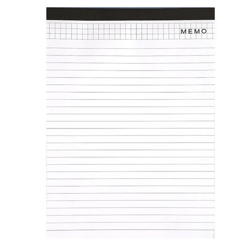 A4 tearable grid notebook with ivory white pages and adhesive binding, shown in open position