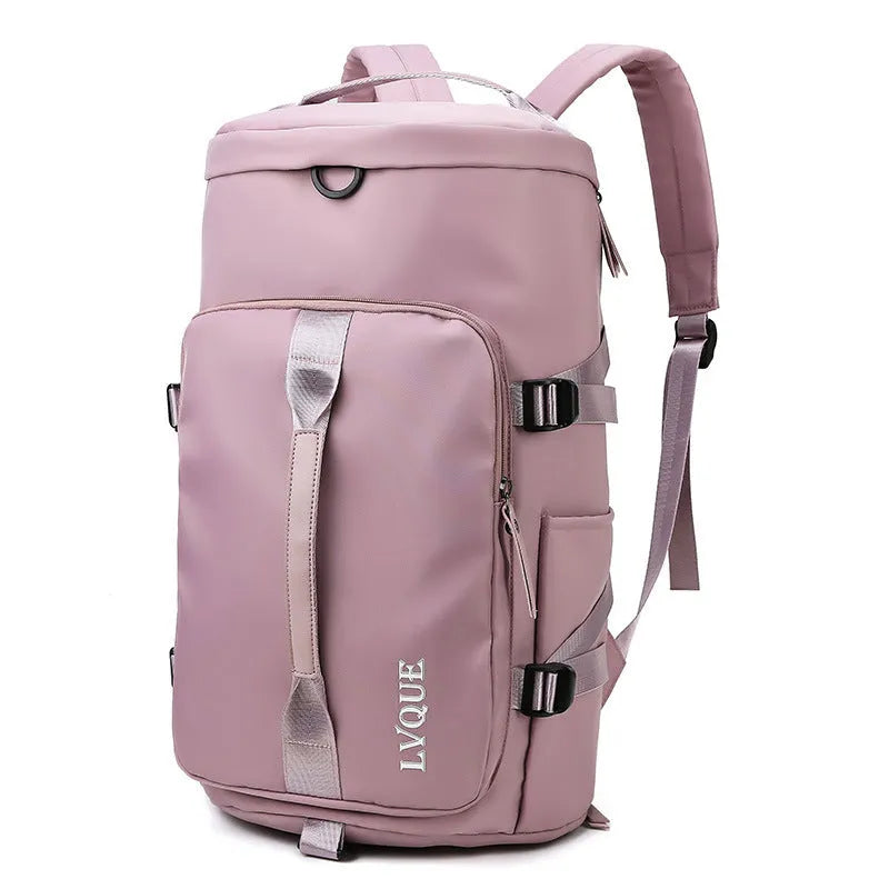 Waterproof nylon gym backpack with separate shoe compartment and combination lock in multiple colour options