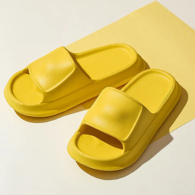 Thick sole EVA foam flip flop slippers for men and women in various colours.
