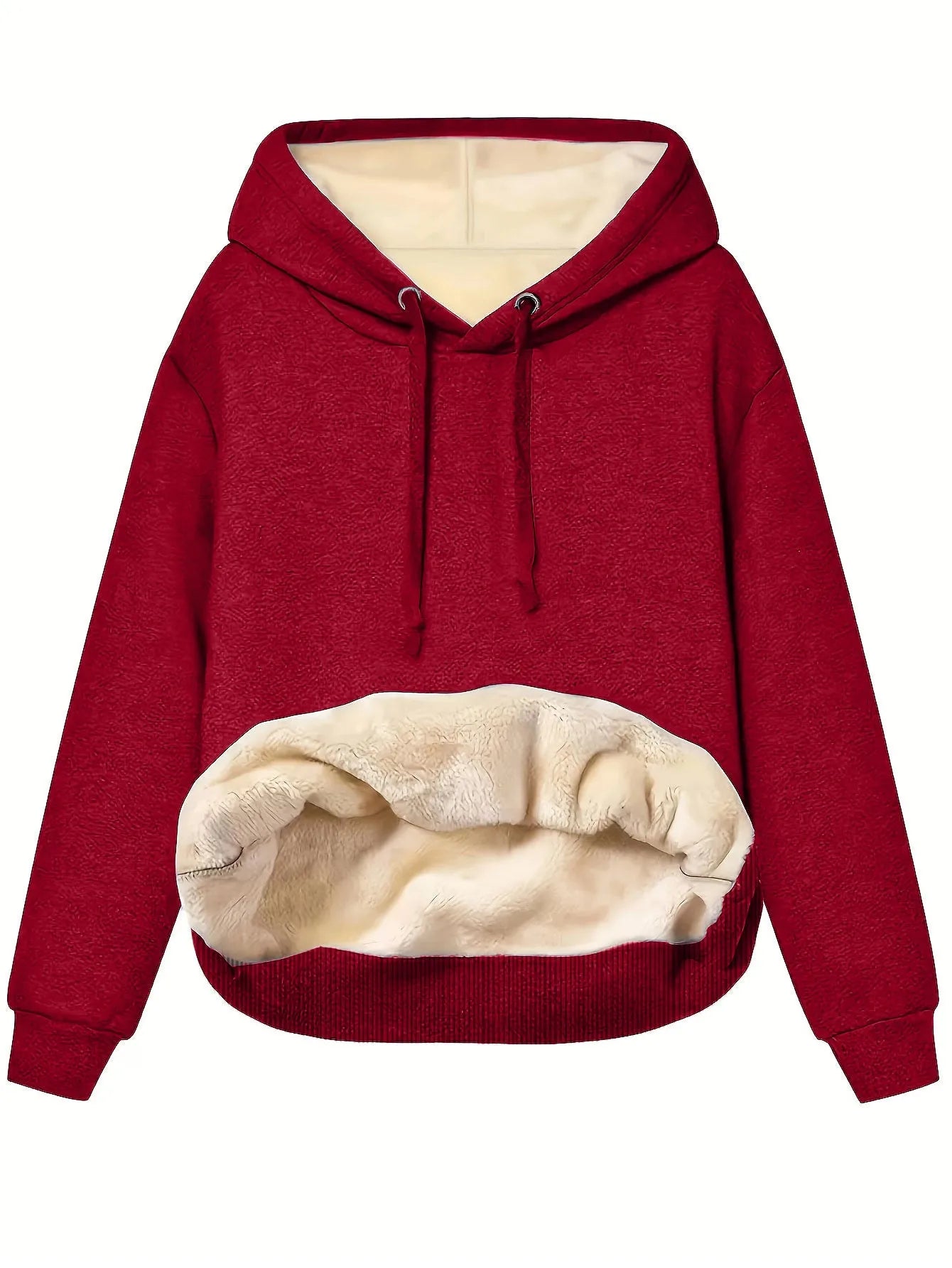 Women's thick grey hooded pullover sweater with 3D pattern and front pockets