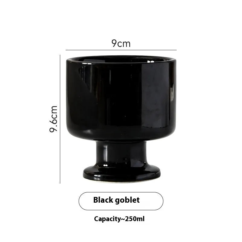 Hand-pinched irregular ceramic mug in solid colour with modern simple style, shown from side angle