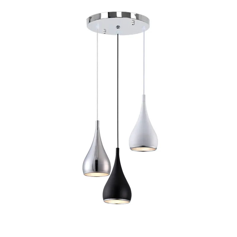 Minimalist iron restaurant chandelier bedside lamp in black, chrome or white finishes