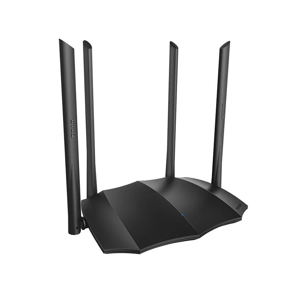 Dual-band wireless router with gigabit ports and 5G support, compact 365mm design