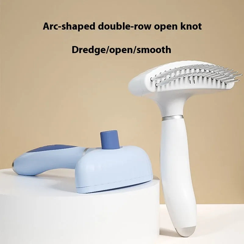 Azure light blue and apple white stainless steel double-row dog grooming comb
