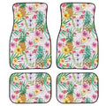 Black universal car rubber floor mat set, 4 pieces with printed pattern and 20mm thickness.