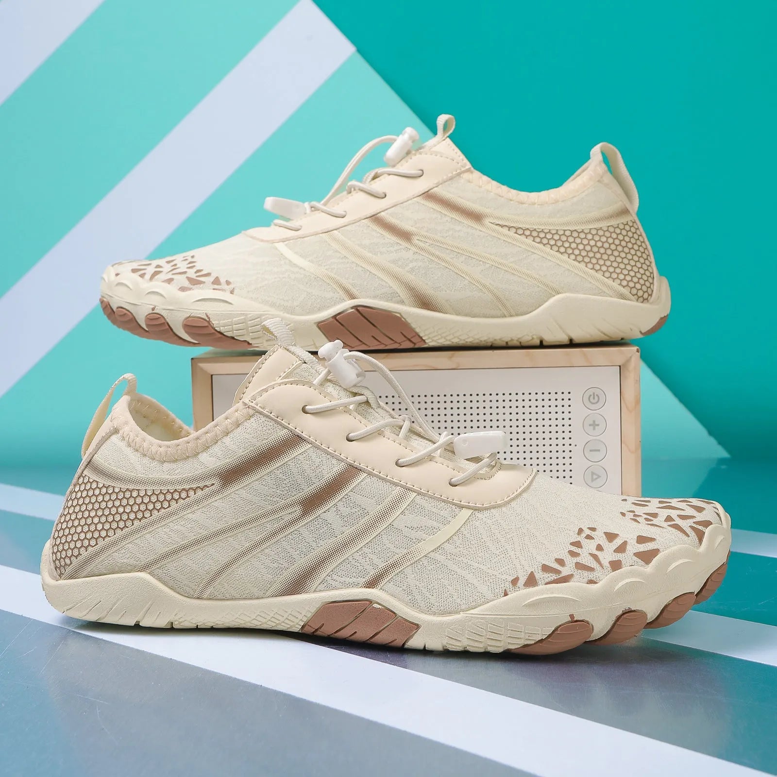 Casual beach running shoes with Lycra stretch fabric upper in multiple colour options
