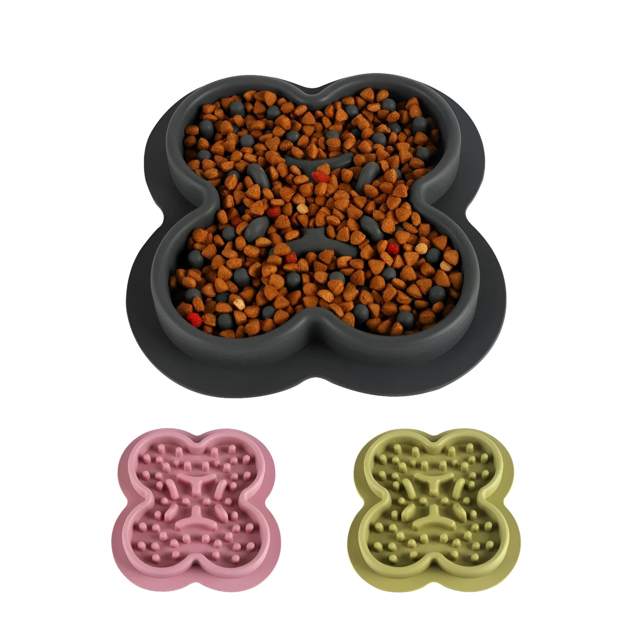 Silicone pet licking mat with textured ridges for slow feeding cats and dogs