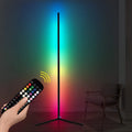 Black smart floor lamp with RGB colour changing and music synchronisation capabilities