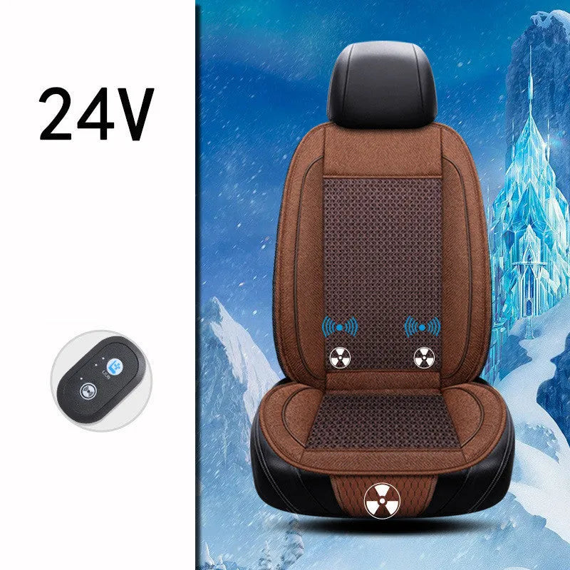 Square black car ventilation seat cushion with power cord for 12V or 24V systems